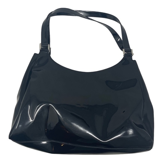 Lauren Ralph Lauren Purse Black Patent Leather Lined Inside and Outside Pockets - Picture 2 of 13